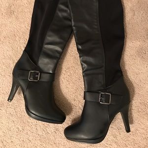 Forever Shoes - Forever Tall Black Heeled Boots Size 7 1/2 Forever Shoes - Forever Tall Black Heeled Boots Size 7 1/2